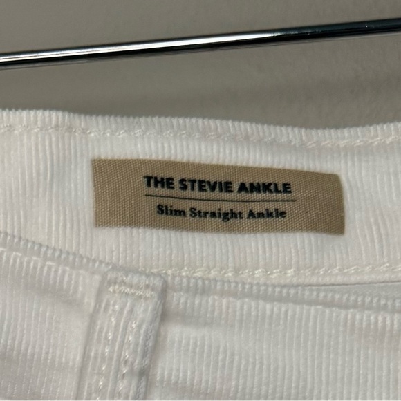 AG The Stevie Slim Straight Ankle Jeans Corduroy Cords Creme Ivory Stretch Sz 32 - Picture 3 of 16